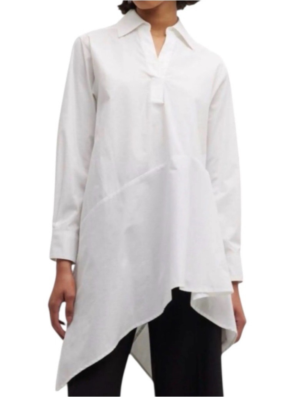 Zara Poplin White Asymmetrical Tunic Dress Size XS